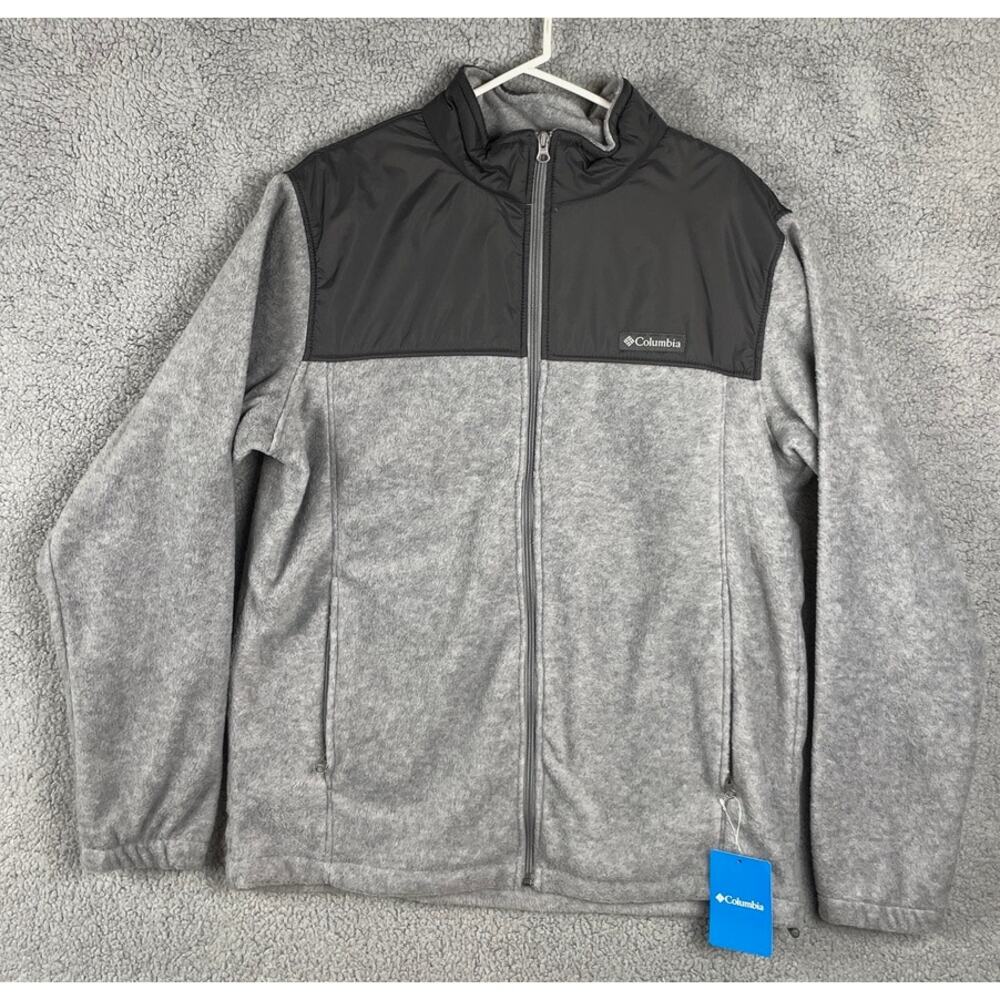 Columbia Men's Large Gray Black Polyester Nylon Mount Grant Tech Full Zip Jacket